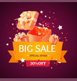 3d big sale poster banner card concept plasticine vector image vector image