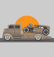 hot rod truck with car vector image vector image