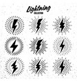 set vintage lightning bolts and sunrays vector image