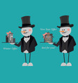 snowmen in suits and top hats offering a new flat vector image vector image