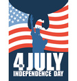 statue of liberty on background american flag vector image