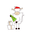 white ox merry christmas and happy new year 2021 vector image vector image