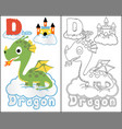 cartoon of dragon with castle on clouds coloring vector image vector image