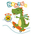 dino cartoon playing skateboard vector image vector image