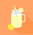 lemonade in mason jar and slice of lemon vector image vector image
