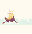 little cartoon sail boat with paddles wooden vector image