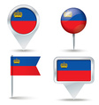 map pins with flag of liechtenstein vector image