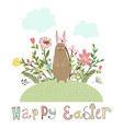 happy easter graphic poster with bunny vector image