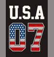 numbers 07 athletic sport usa vector image vector image
