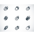 black fire sport balls icons set vector image vector image