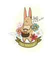 easter cartoon bunny with eggs vector image