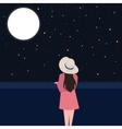 girls looking starring at the night sky alone vector image
