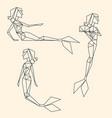 set of polygon linear graphic mermaids vector image