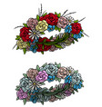 cartoon colorful flower wreath set vector image