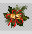 christmas decoration holly fir wreath bow golden vector image