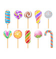 sweet candies sweets caramel rainbow lollipops vector image vector image