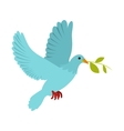 dove of peace flying with a green twig olive icon vector image