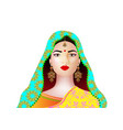 portrait beautiful indian girl young hindu vector image vector image