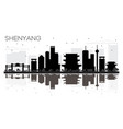 shenyang china city skyline black and white vector image