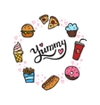 fast food doodle style circle frame vector image