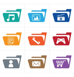 Set of paper stickers on white background folders Vector Image