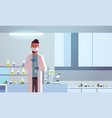 male scientific researcher holding test tube man vector image