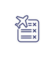 cancelled flights line icon on white vector image vector image