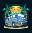 van in summer with a view beach vector image vector image