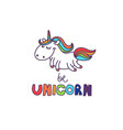 cute cartoon unicorn vector image vector image