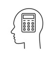 human head with calculator inside linear icon vector image vector image