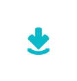 blue arrow down with bracket load icon flat vector image