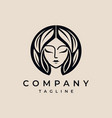 circle natural leaf beauty woman face logo design vector image