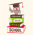 owl sitting on books vector image