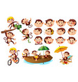 set cute monkeys with different facial vector image