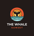 wild whale and sea wave logo design vector image vector image