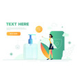 woman doctor recommend to use an alcohol gel vector image