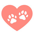 heart dog footprints flat high quality vector image