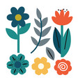 colored flowers in simple style vector image vector image