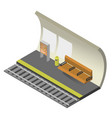 subway train station with rail track bench vector image