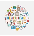 health care set in the form of a circle vector image