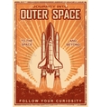 vintage space poster with shuttle vector image vector image