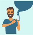 young man holding smartphone vector image