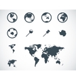 black world map icons set vector image vector image