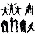 children black silhouette in various poses vector image