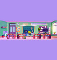 elementary school empty classroom with desks vector image
