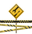 metal sign under construction signal tape vector image