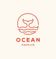 whale and sea wave lineart logo design vector image vector image