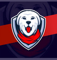 white dog character mascot logo design vector image vector image