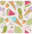 cute seamless pattern with ice creams pineapples vector image