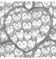 doodle hearts black and white seamless pattern vector image vector image